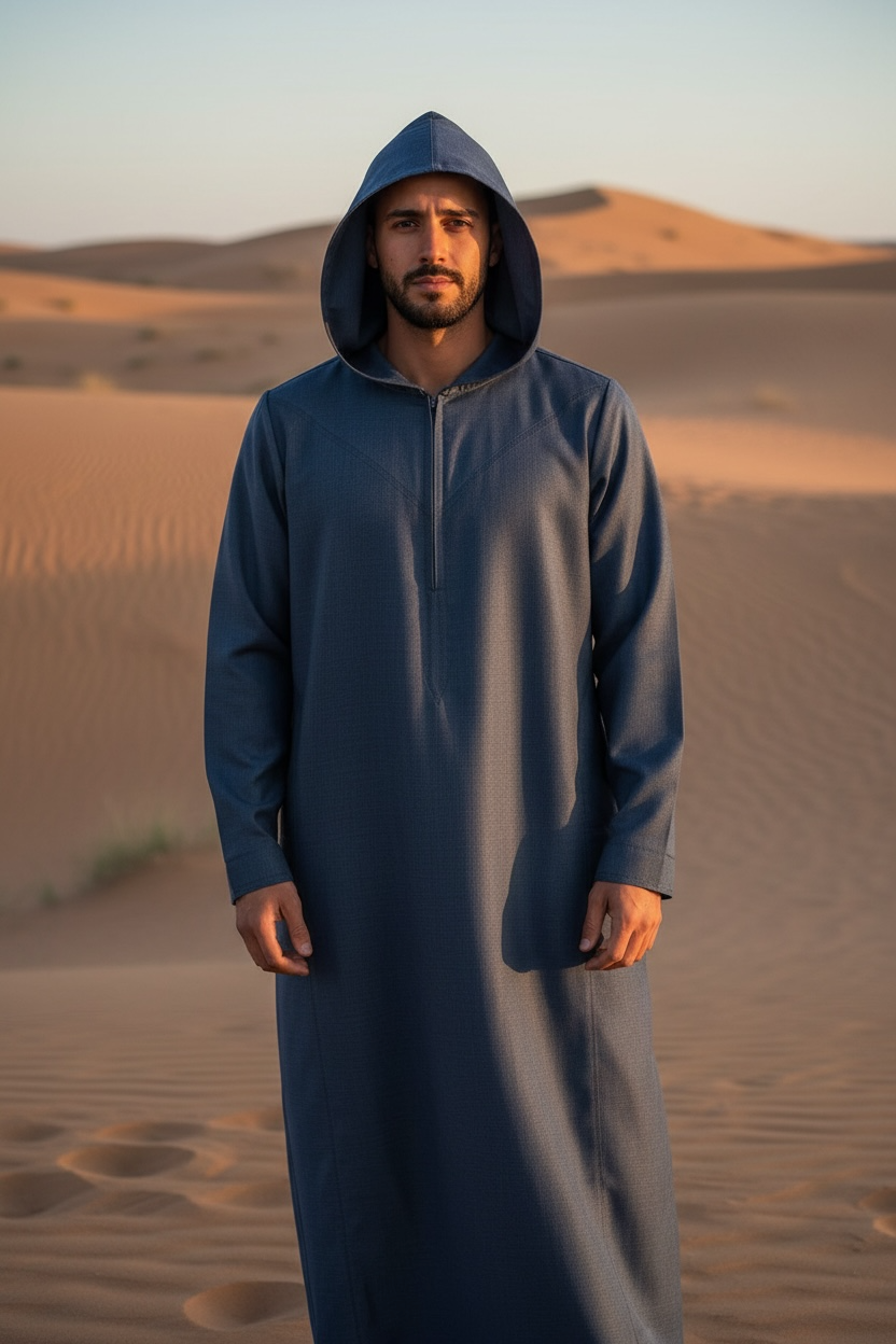 Exclusive Emarati Hooded Thobe – Cashmere Wool Blend