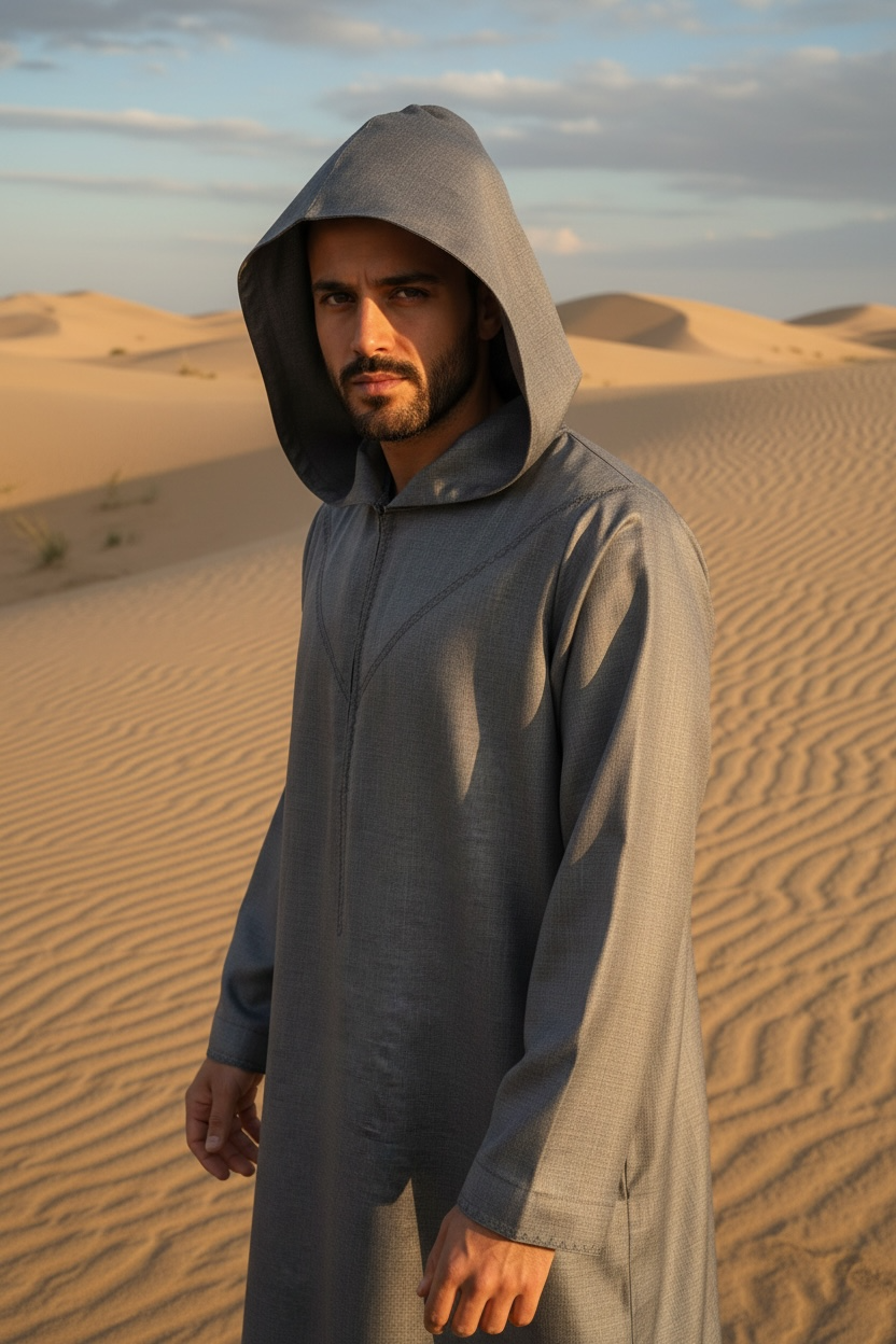 Exclusive Emarati Hooded Thobe – Cashmere Wool Blend
